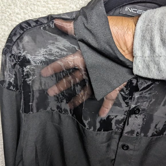 INCERUN Men Long Sleeve Mesh Button Down Shirt - Picture 3 of 4